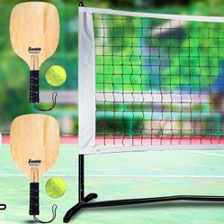 NEW Pickleball Paddles Set W/ Net & Balls, Portable Pickleball Court Net !