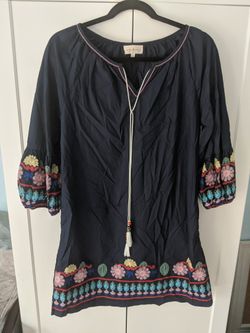 Mello Day Womens Dress Tunic Floral Embroidered Sz Small