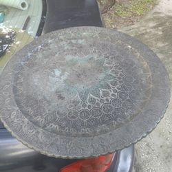  Antique Persian Large Heavy  Copper Tray ..
