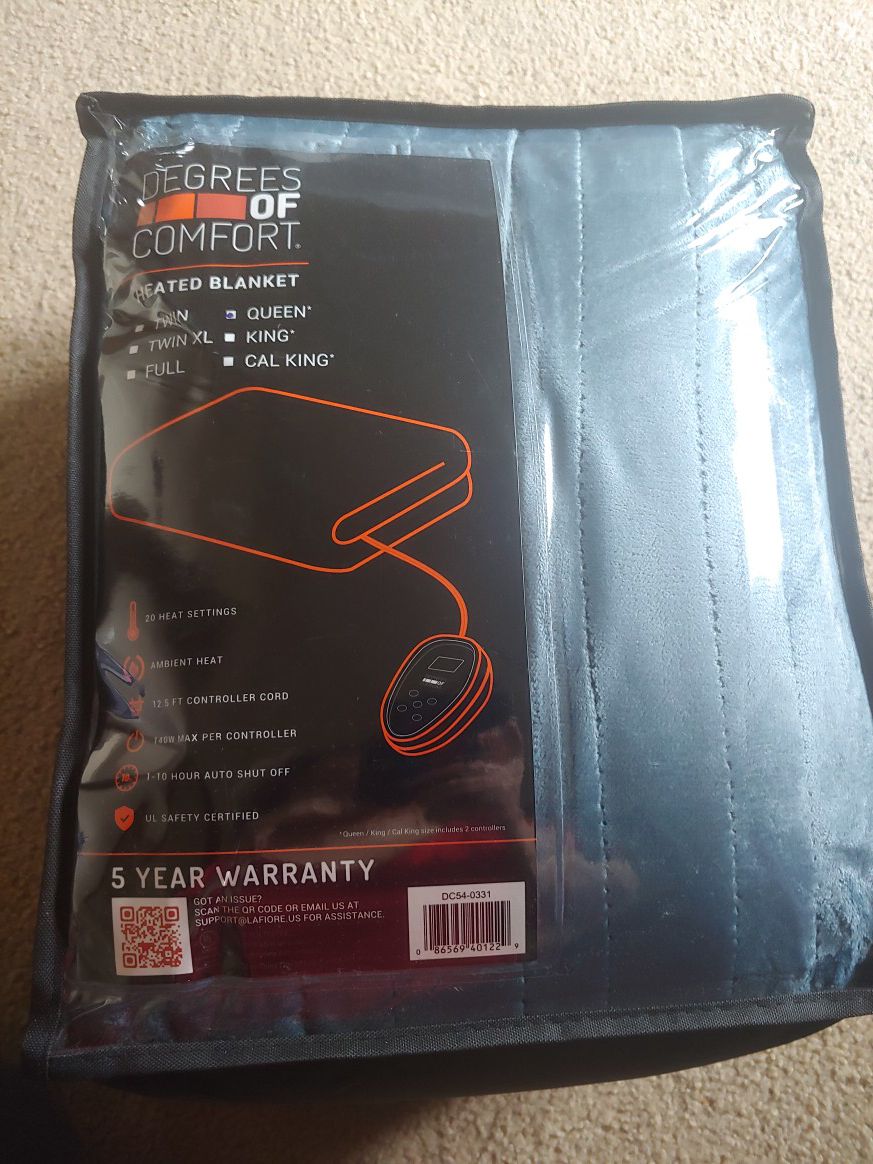 Brand New Heated Blanket Queen Size | Washable | Automatic Shut Off | Double Zone, 20 Heat Settings | 84" x 90" Blue