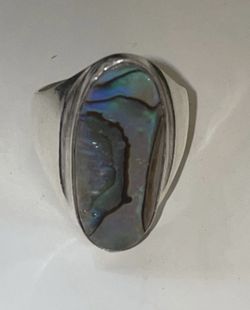 Ring oversized statement ring Sterling silver .925 and Abalone Ring Size 8.5