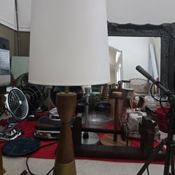 Brentwood Curved Walnut Brass Table Lamp