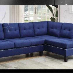 Brand New Sectional In White And Blue Linen Fabric In Stock Fast Delivery Or Pick Up 