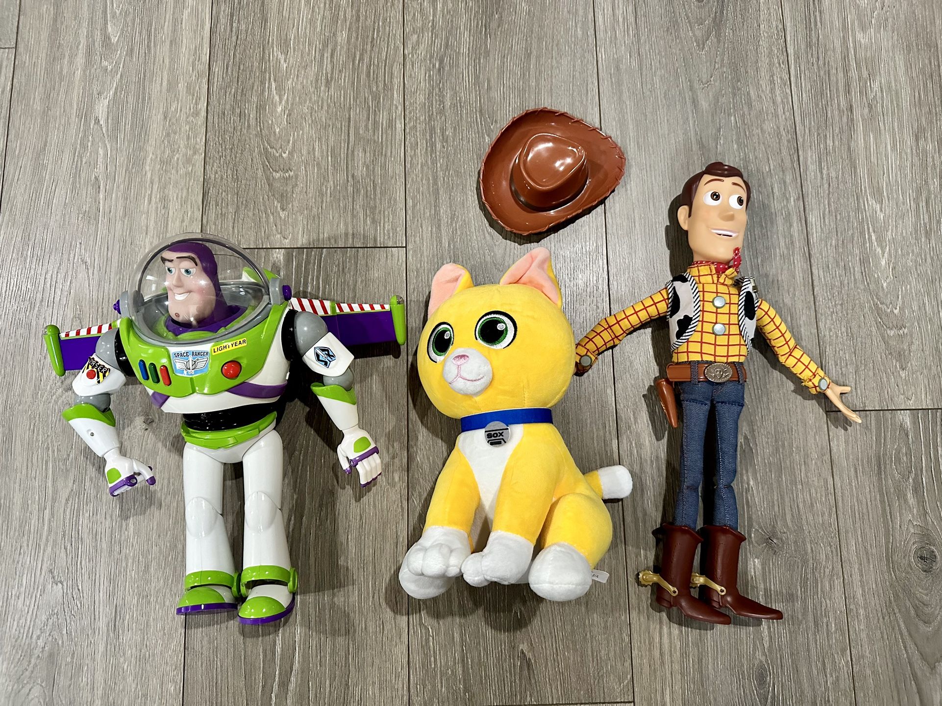 Disney Toy Story Woody (15”), Buzz Lightyear (12”) Interactive Talking Action Figure, Sox Plush