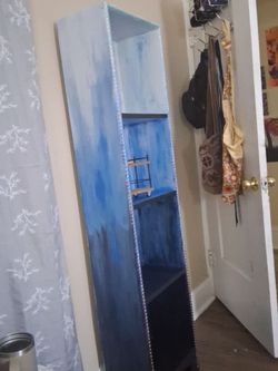 Tall Narrow Painted Wood Bookshelf