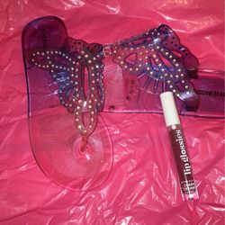 Brand New Steve Madden Flip Flops & BBW Charming Cranberry Lipgloss 