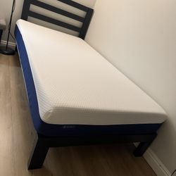  Twin Memory Foam Mattress and Black Bed Frame