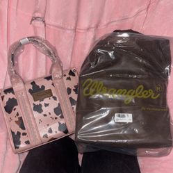 Pink Wrangler Cow Print Tote Bag