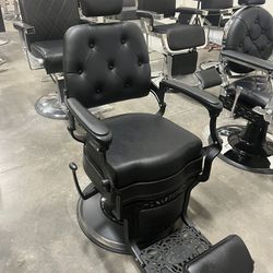 All Black Barber Chair New Antique Style 