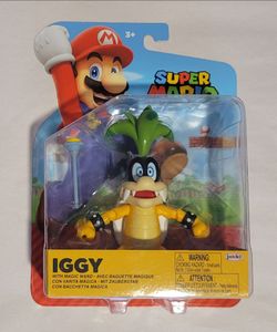 Super Mario Bros. IGGY w/Magic Wand Action Figure 4" Nintendo Jakks Toy New
