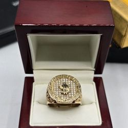 Solid 10kt Gold Money Sign Ring Anillo Solido De Oro 10kt