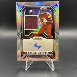 Brian Robinson Jr. 2022 Panini Prizm RC Patch Auto Silver Prizm /99