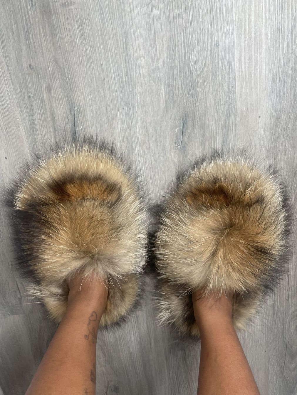 Real Fur Slip Ons Sizes 5 10 Fur On Side And The Outside (message Your Size To Order)