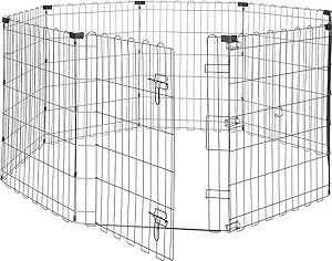 Amazon Basics Foldable Octagonal Metal Exercise Dog Playpen - Indoor/Outdoor, Single Door, Small (8 Panels, 24 x 30), Easy to assemble and store, 30" 