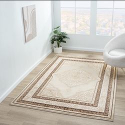 8’x10’ Beige Silk Effect Persian Design Rug 