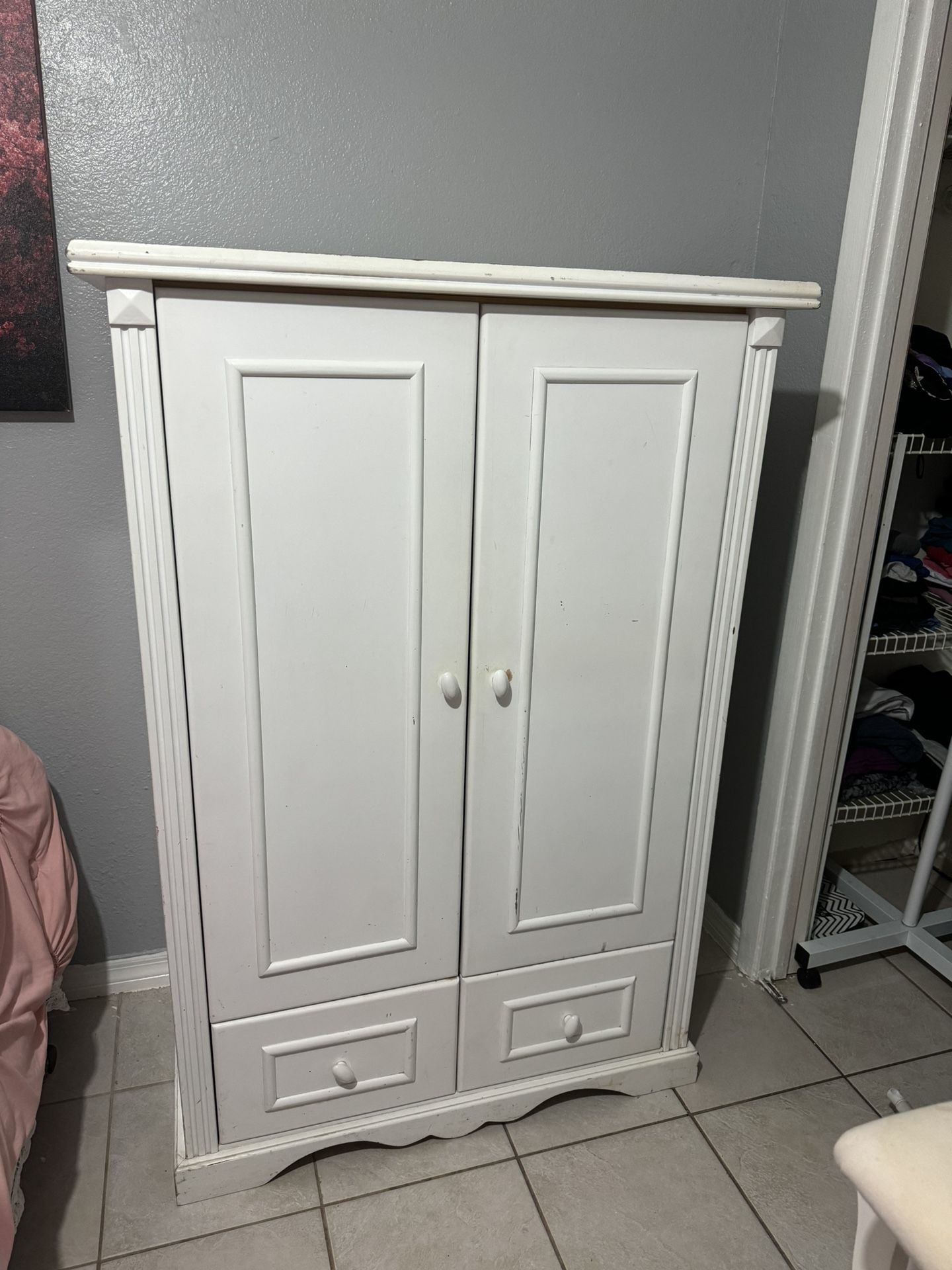 white tall dresser