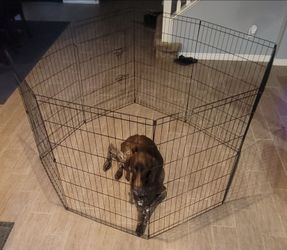 Foldable pet playpen kennel fence