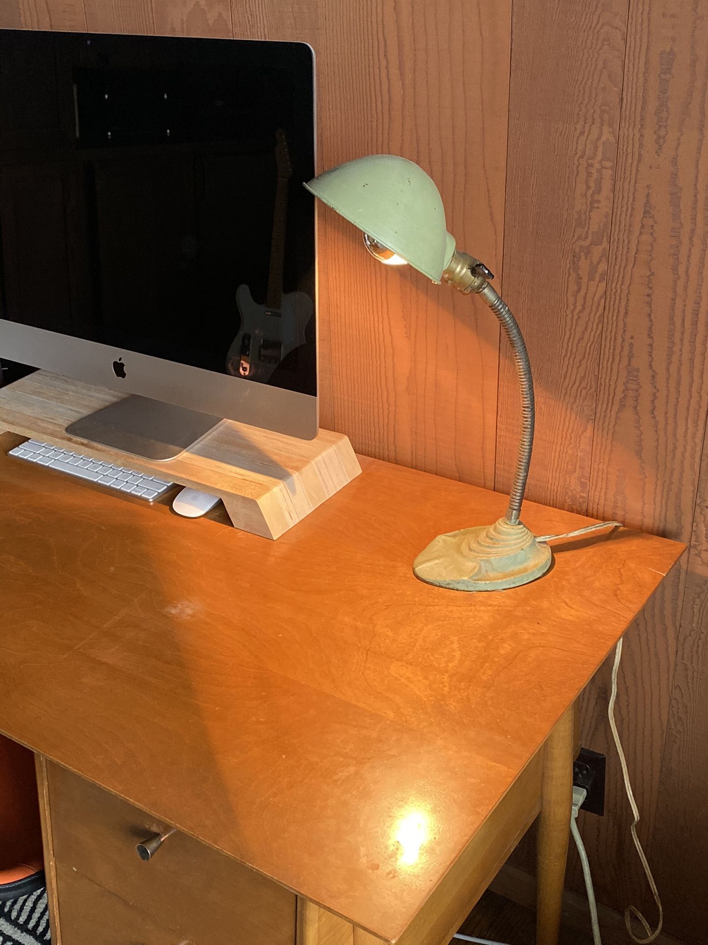 Vintage cast iron gooseneck desk lamp