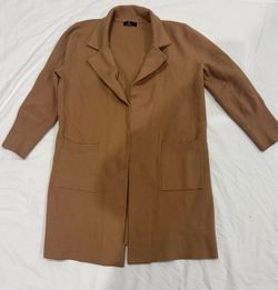 Camel Open-Front Longline Cardigan Coat