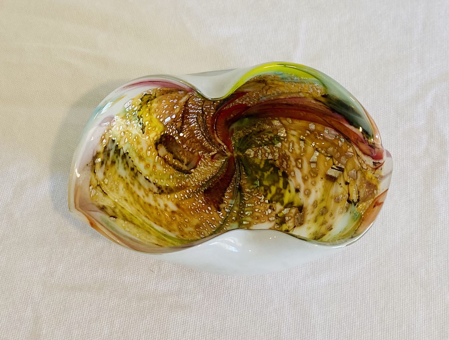 Vtg Art Glass Tutti Frutti Bowl Murano Multi Color Mid Century Hand Blown Dish