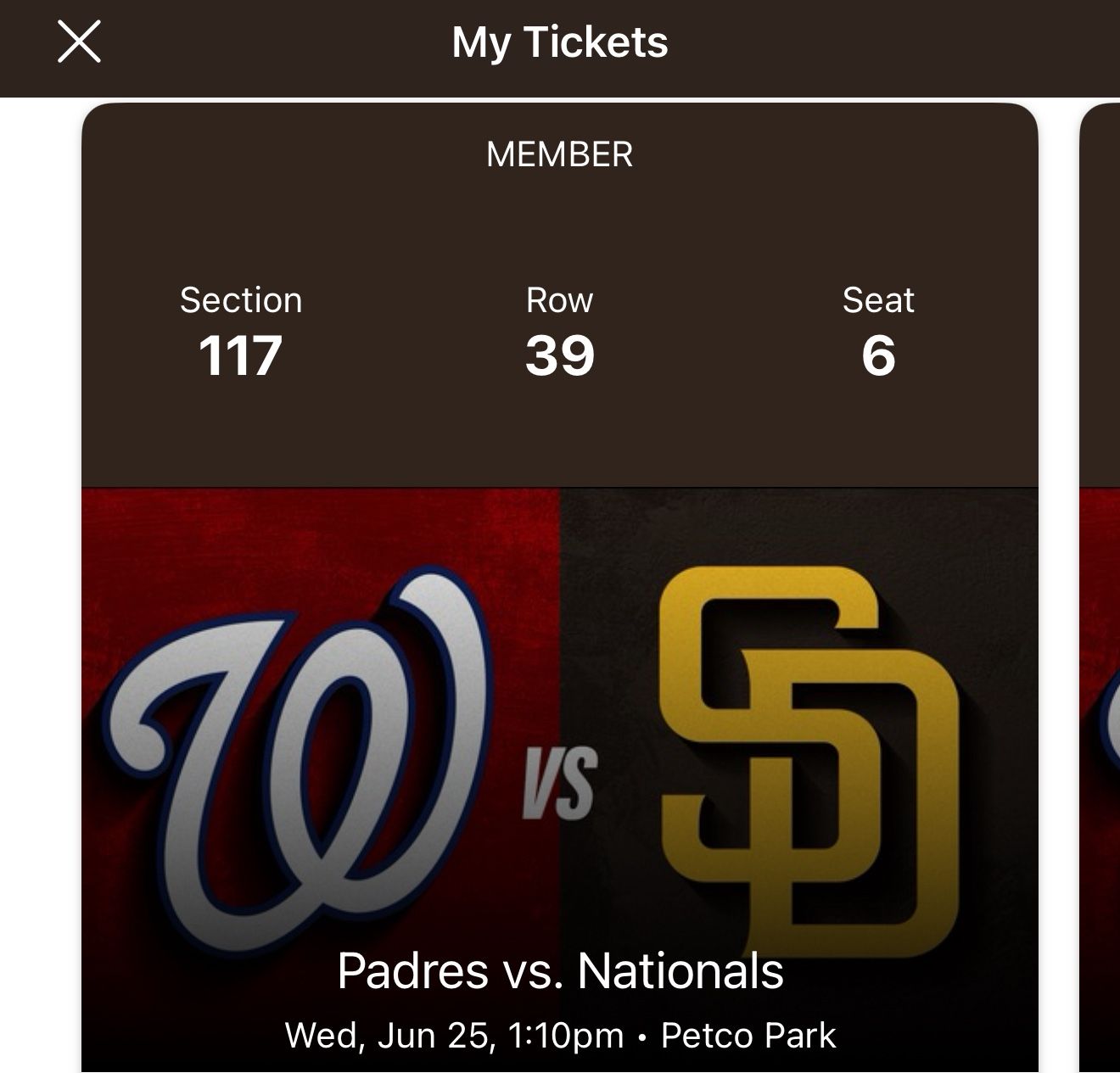 Padres tickets 06/25