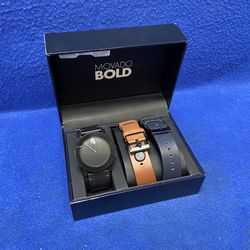 Movado Bold 42mm MB.01.1.29.6003 Quartz Men’s Watch Leather w/ 2 Extra Bands 11053503
