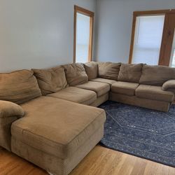 3 Piece  Tan / Beige U Shaped Sectional Couches/ Chaise
