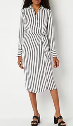 Worthington Long Sleeve Midi Wrap Dress - Large
