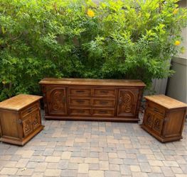 Vintage Thomasville Dresser & 2 Nightstands – 3-Piece Set