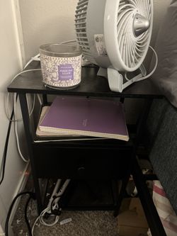 TWO matching black nightstands with LED and outlets