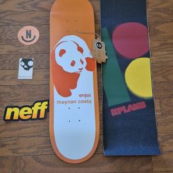 New Enjoi Large Panda Thaynan Costa 8.25 w Plan B Grip & stickers! skateboard