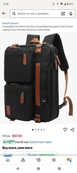 Compatible For Multi-function Convertible Backpack 15.6/17.3Inch Laptop Travel Portable Business School Bag