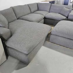 Elyza Gray Modular Comfy Cloud Sectional Sofa With Chaise /P