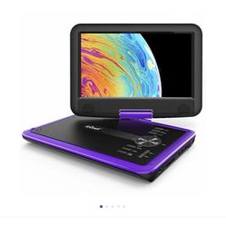 Portable DVD Player 11.5” – Works Great, Rechargeable, Car Use (Purple)
