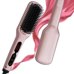 Health & Beauty Hair Straightener Brush 2 in1 Ionic Hair Straightening & Detangling Brush Curl Iron
