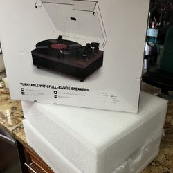 Vinyl Record Player with Built-in Stereo Speakers Bluetooth Belt-Drive Turnta... 