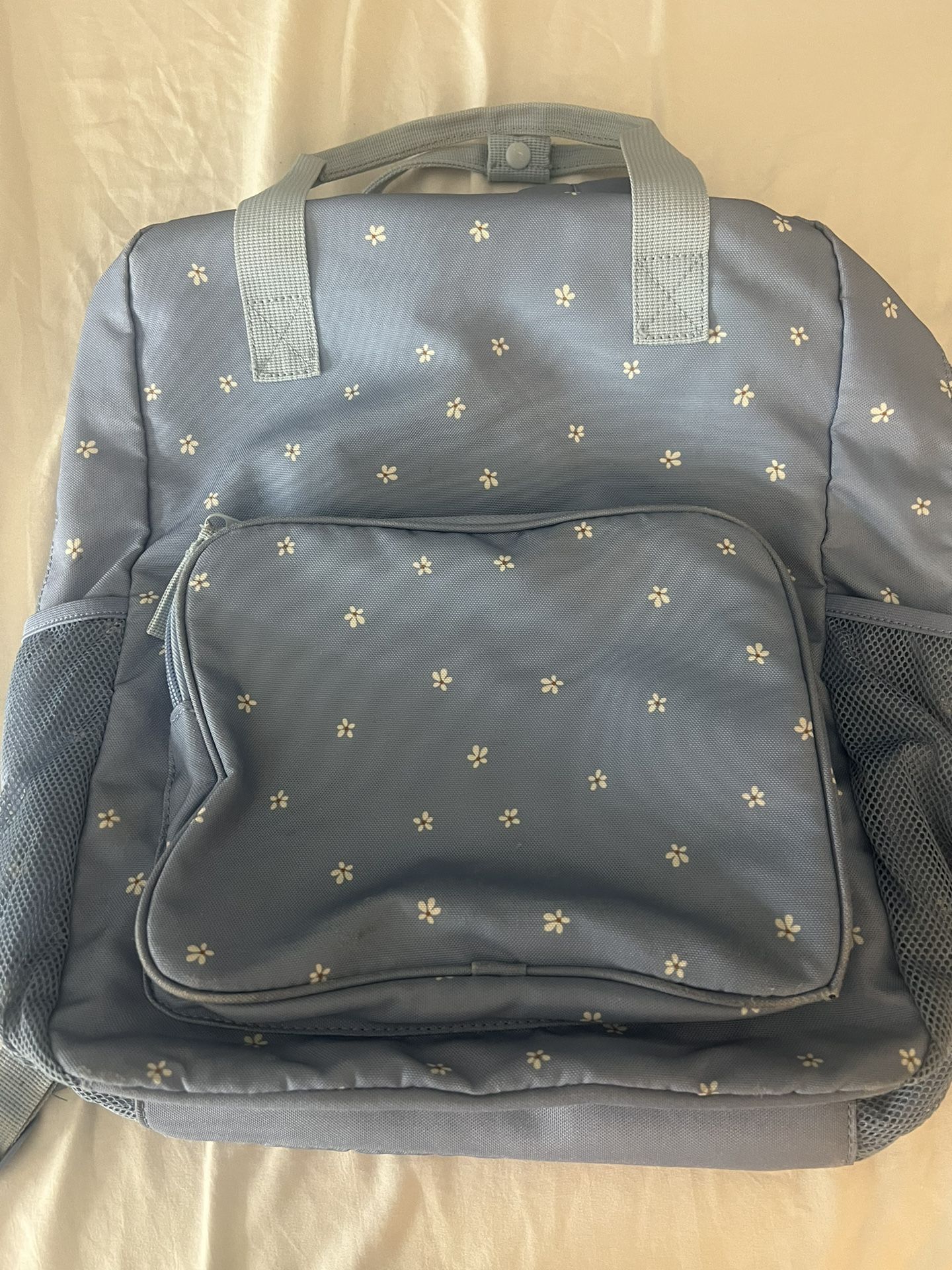 Kids Girl Backpack Blue With Flowers