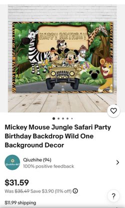 Mickey Mouse Safari Jungle Birthday Back Drop