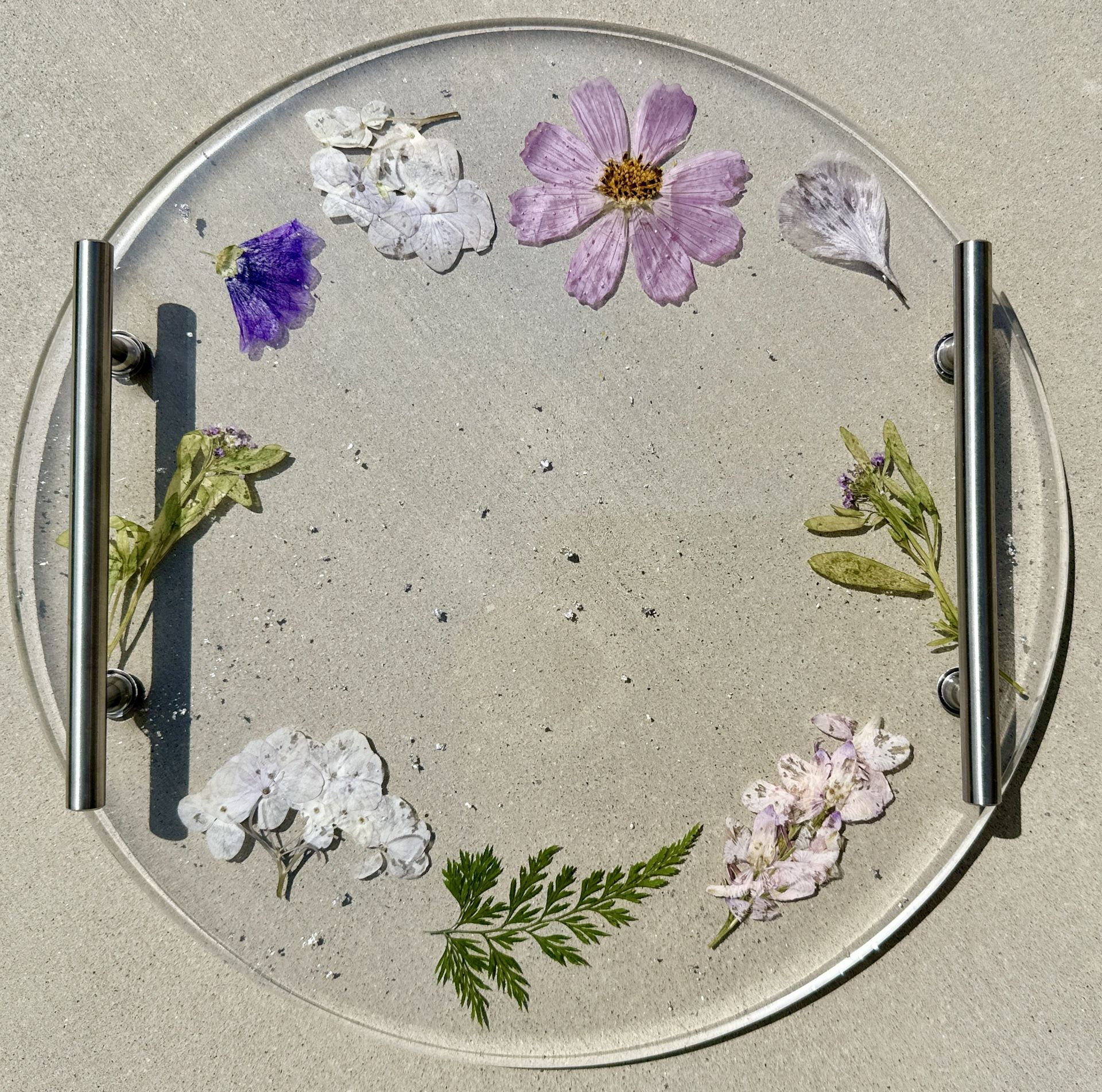 Handmade Tray With Fresh Flowers Preserved