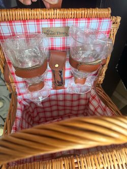 🧺 Picnic Time Wicker Picnic Basket Set – Complete with Glasses & Plates