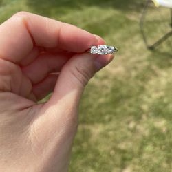 3 Stone Diamond Engagement Ring and Wedding Band 