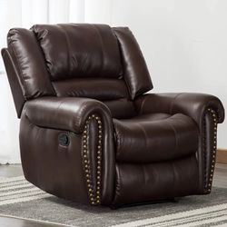 Brand New Leather Recliner Chair, Classic and Traditional Manual Recliner Chair. (color Brown)