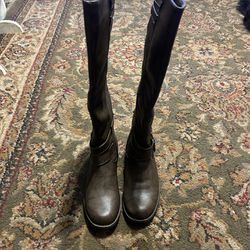 Dark Brown Leather-like Boots