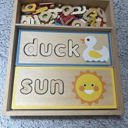 Melissa and Doug wooden letters and spelling boards