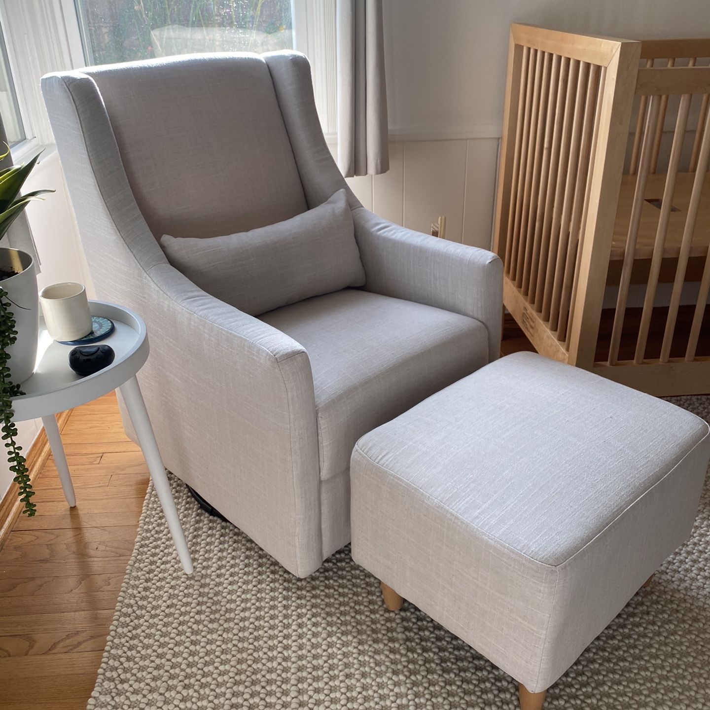 Babyletto toco glider white cheap linen