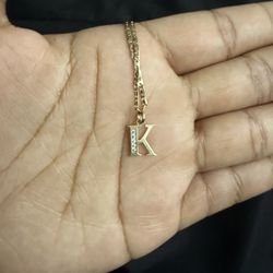 10K Gold Chain + “K” Pendant 