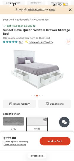 Queen bed frame  6 drawer