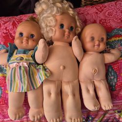 3 Vintage Mattel Magic Nursery Dolls – Twins + Big Sister (Early 1990s)
