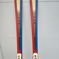 K2 Three 78 Skis with Salomon Bindings. Red White Blue USA