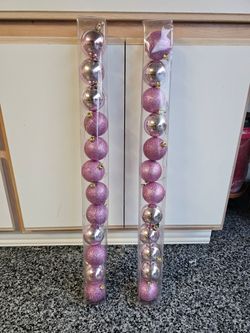 24pc Purple and Silver Christmas Tree Ornaments (Two 12ct Tubes)